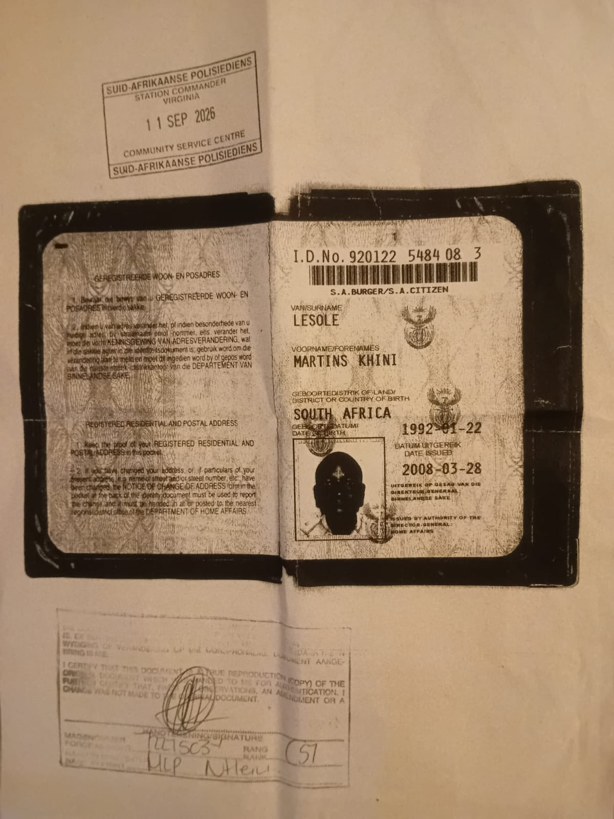 Director's Certified ID