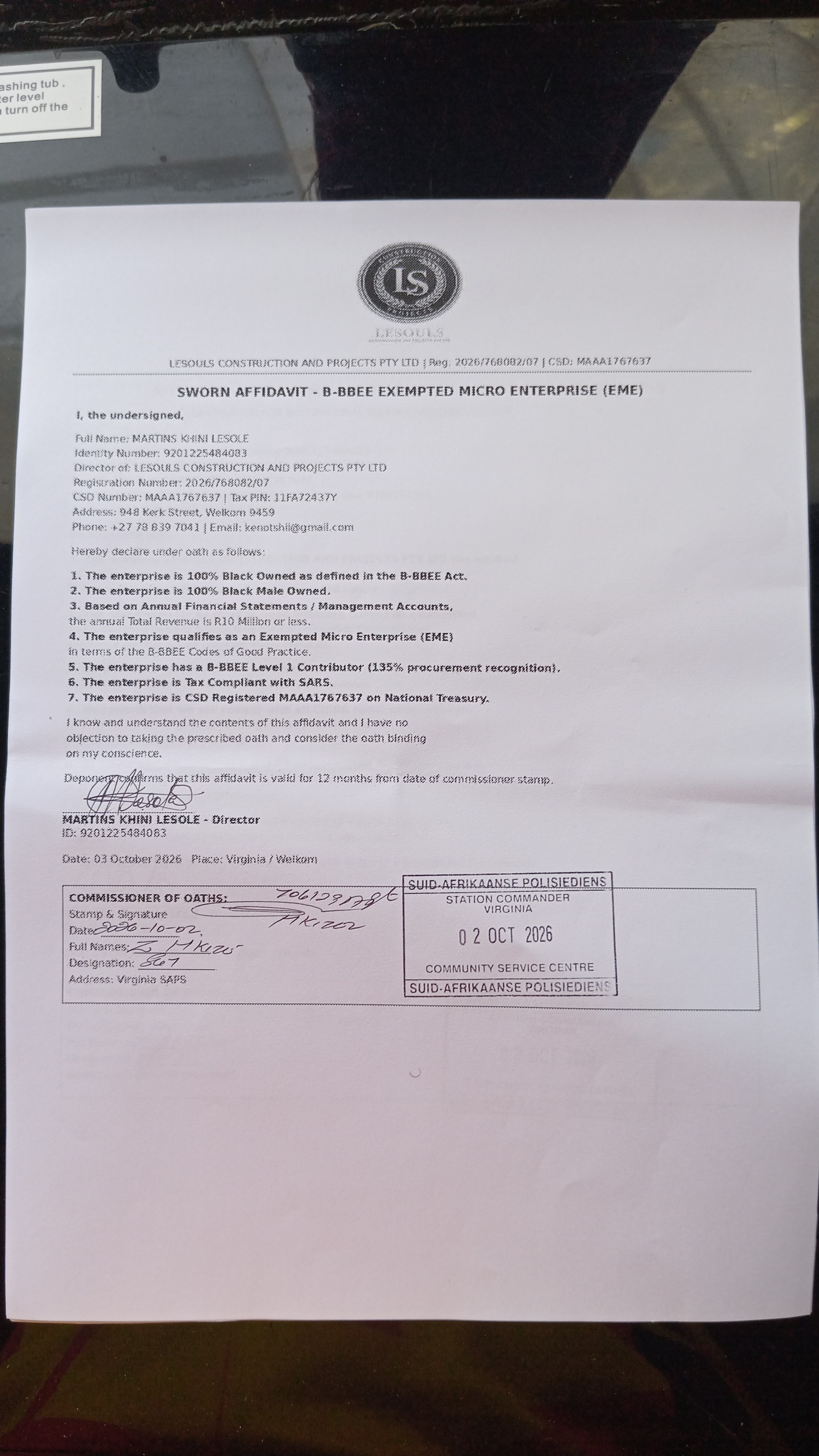 B-BBEE Certificate